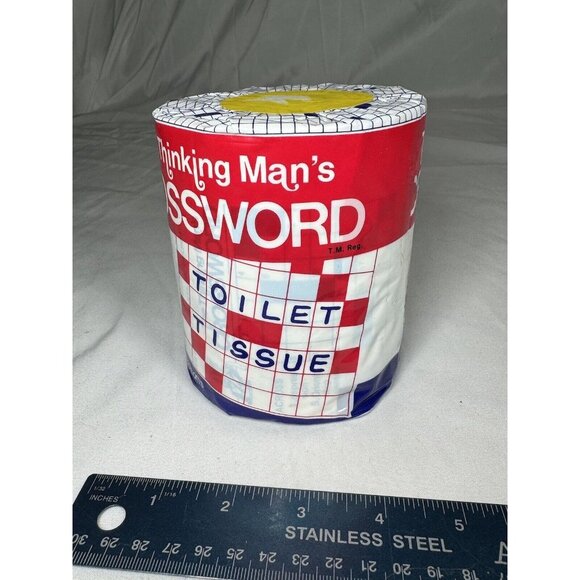 VTG Prank Toilet Paper Roll "Thinking Man's Crossword" NOS sealed 1975 Japan - Picture 4 of 5